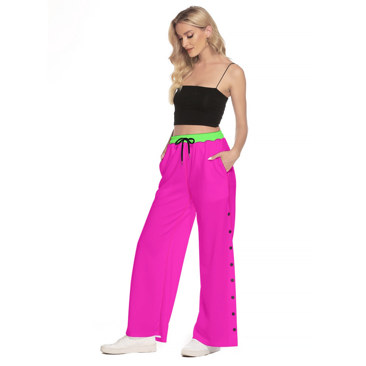 Passion Fruit and Lime Premium Thicc Side Slit Snap Button Trousers