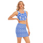 Blue Kaleidoscope Camisole And Hip Skirt Suit by Premium Thicc