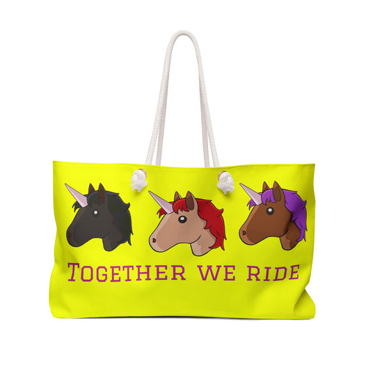 Bright Yellow Adventure Together We Ride Weekender Bag
