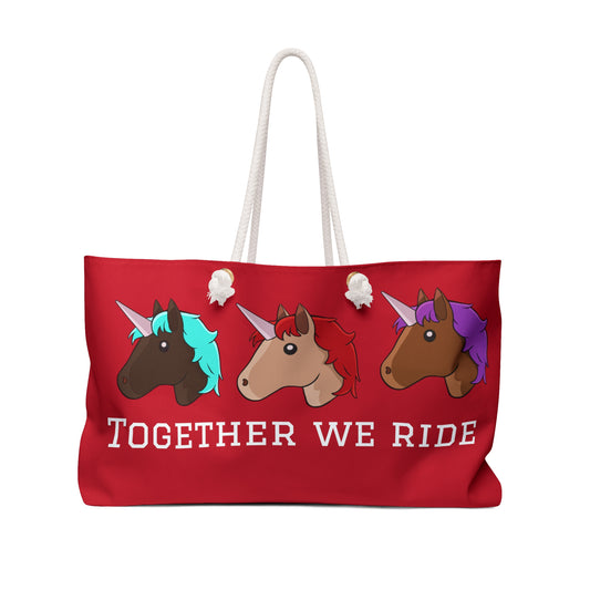 Dark Red Trio Adventure Together We Ride Weekender Bag