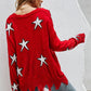 Star Pattern Distressed Sweater