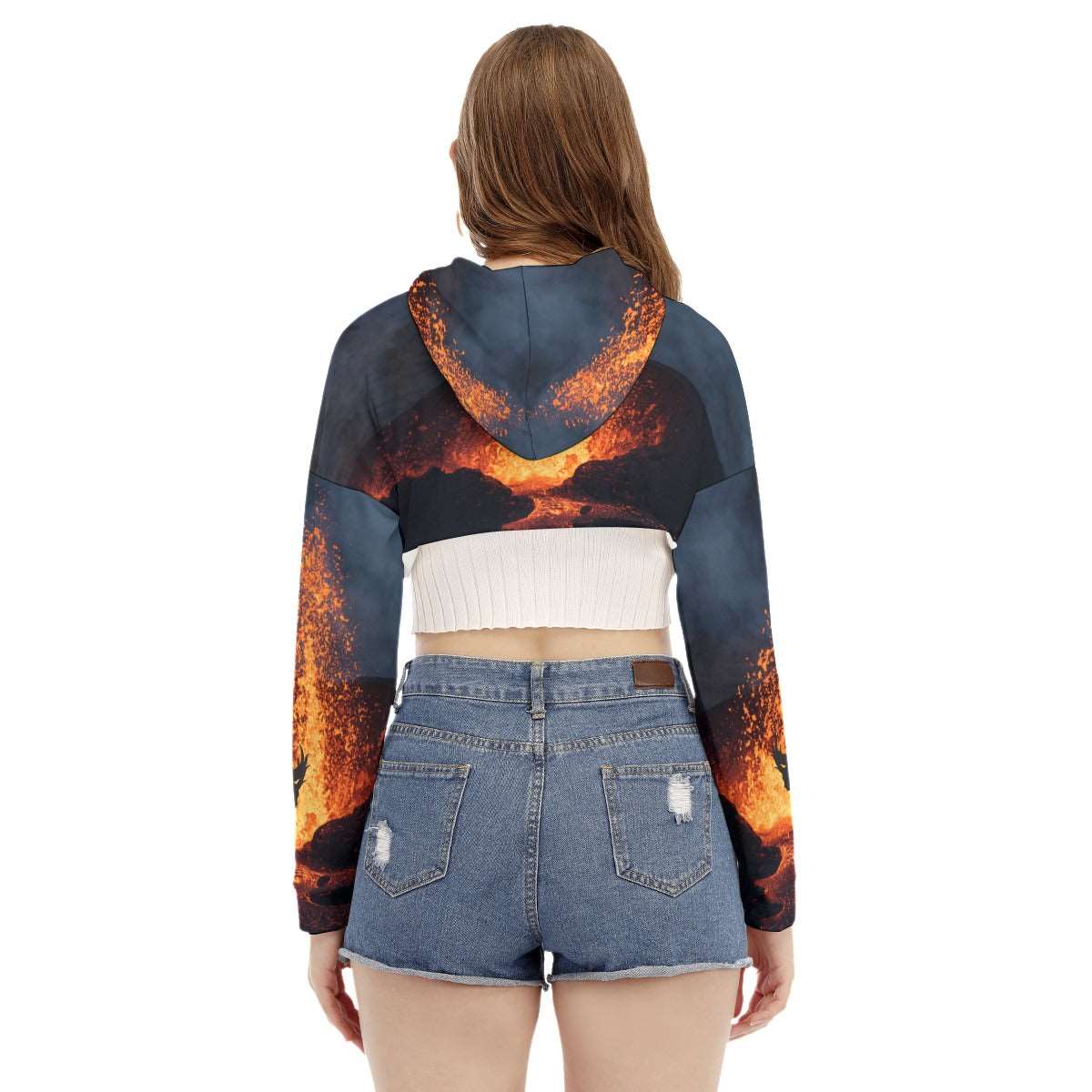 Fired up og dragon centered Women's Smock Short Hoodie With Long Sleeve