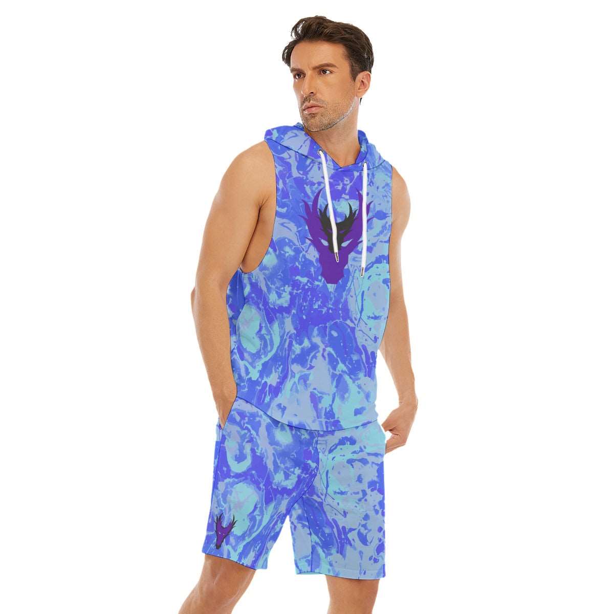 Deep Sea Insight Dragon Men's Sleeveless Vest And Shorts Sets