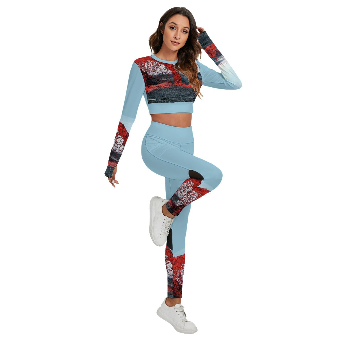 Under Pressure maroon dragon Women's Sport Set With Backless Top And Leggings